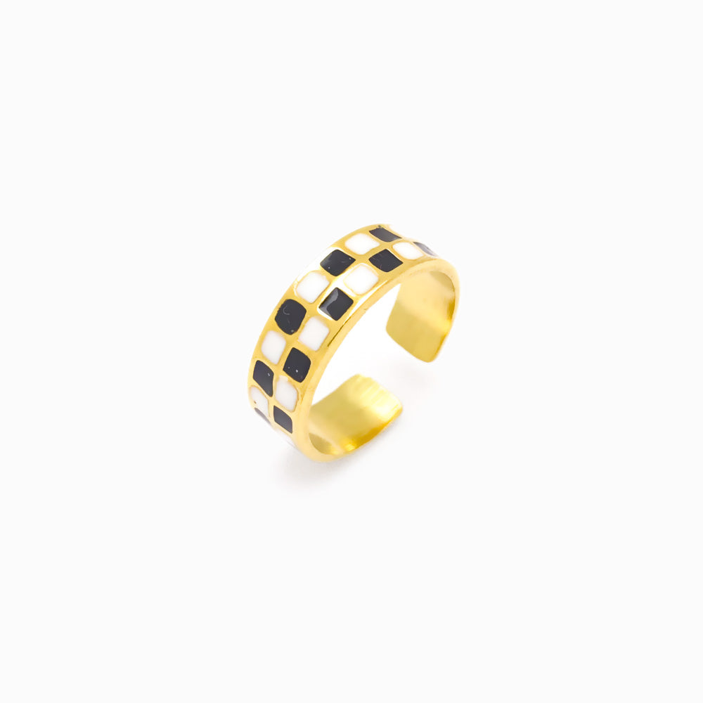 Checkered Adjustable Ring JZ1277