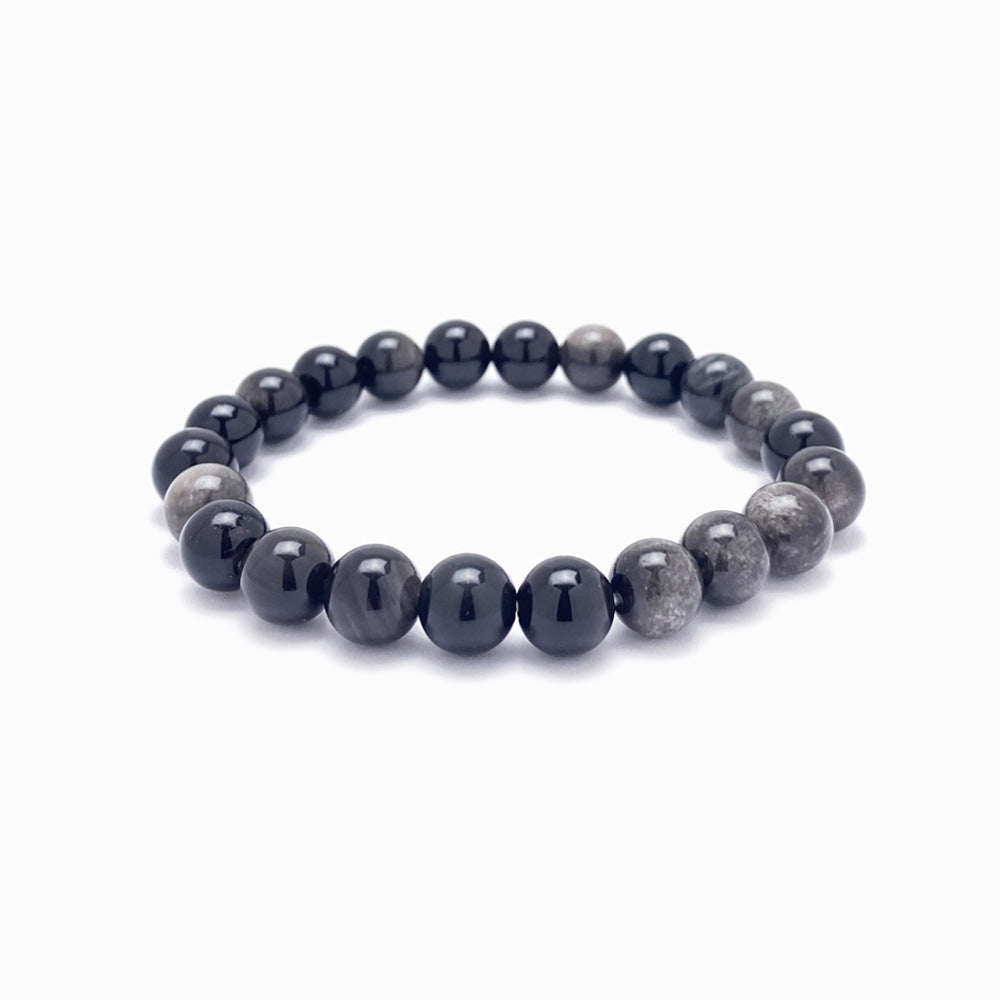 8mm Silver Obsidian Bracelet PN4019