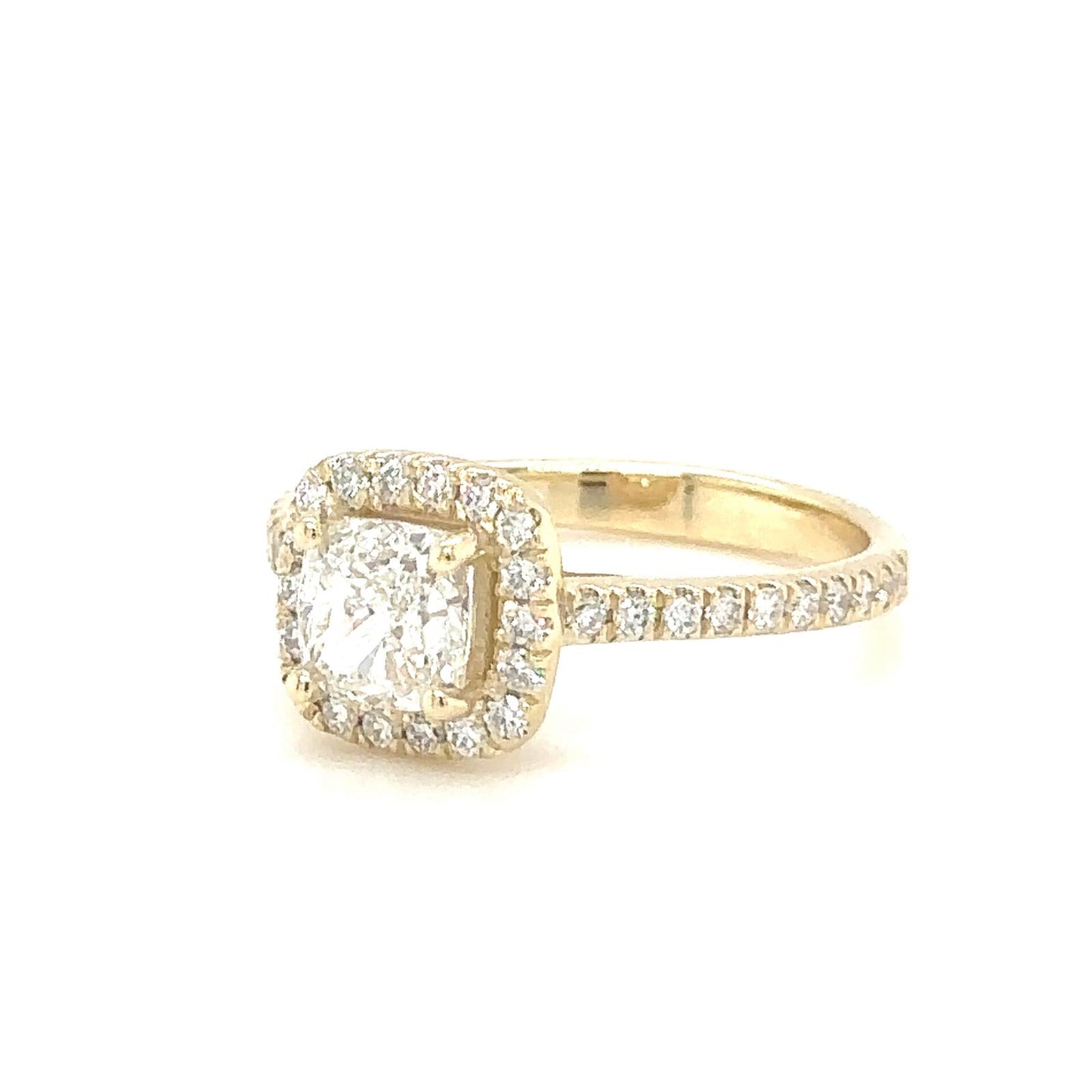 Golden Elegance Halo Diamond Ring