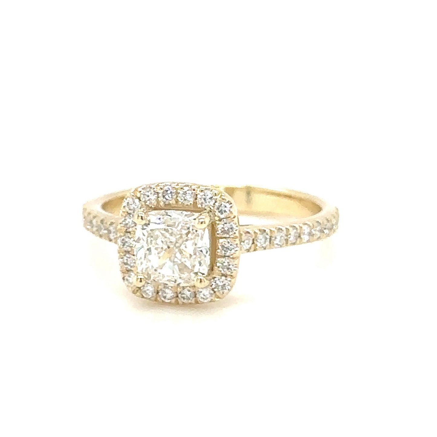 Golden Elegance Halo Diamond Ring