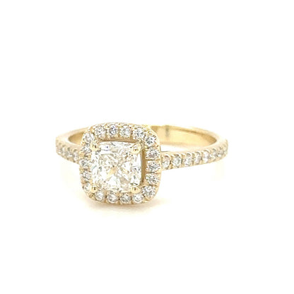 Golden Elegance Halo Diamond Ring