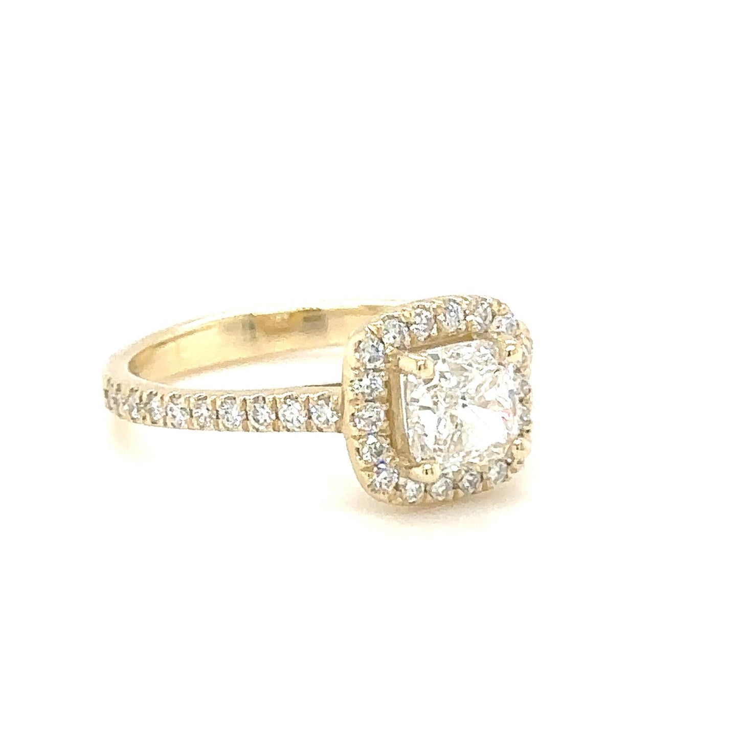 Golden Elegance Halo Diamond Ring