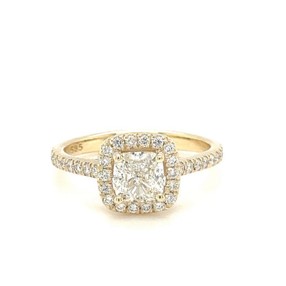 Golden Elegance Halo Diamond Ring