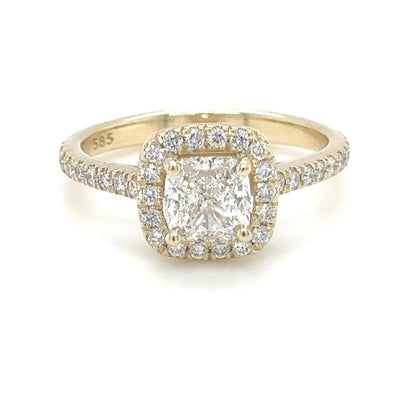 Golden Elegance Halo Diamond Ring