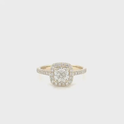 Golden Elegance Halo Diamond Ring