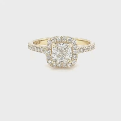 Golden Elegance Halo Diamond Ring